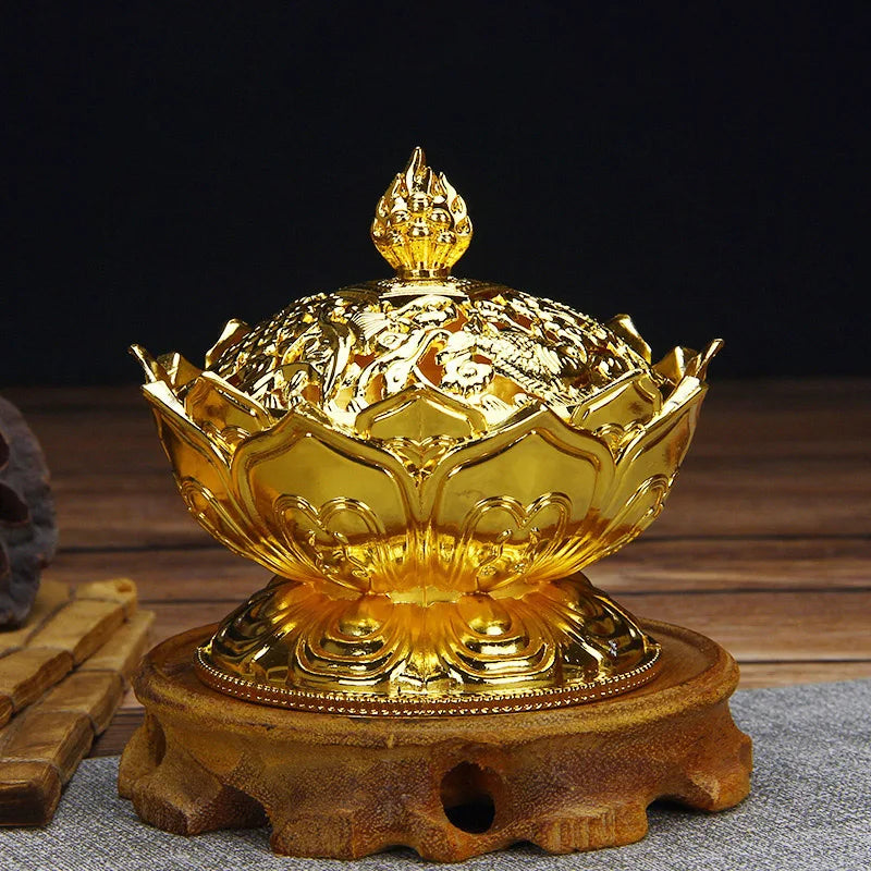 ERMAKOVA Lotus Incense Burner – Ornate Metal Censer for Meditation, Zen Decor & Spiritual Rituals