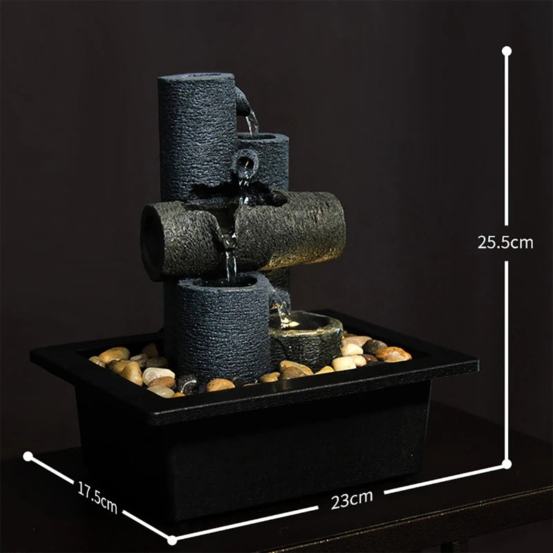 Tranquil Stacks – LED Zen Fountain with Resin Rock Towers & Warm Light