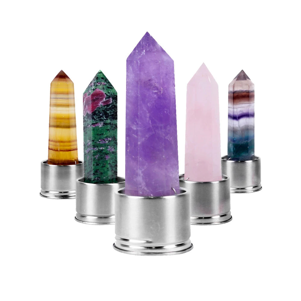Crystal Infused Glass Water Bottle with Natural Gemstone Obelisk – Healing Elixir Quartz Crystal Drinkware with Rope