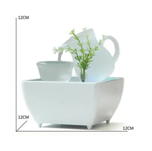 Celestial Pour – Illuminated Ceramic & Glass Mini Zen Fountain