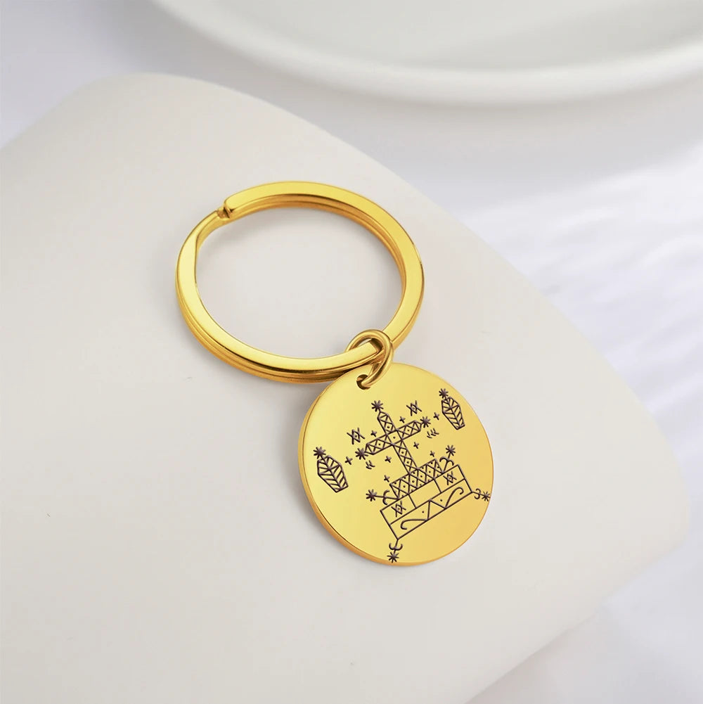 Mystic Voodoo Veve Keychain – Symbols of the Divine Loa