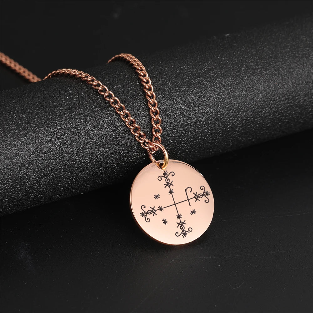 Vodou Veve Pendant Necklace – Ogoun, Damballa, Papa Legba & Other Lwa (Loa) Stainless Steel Talisman Jewelry