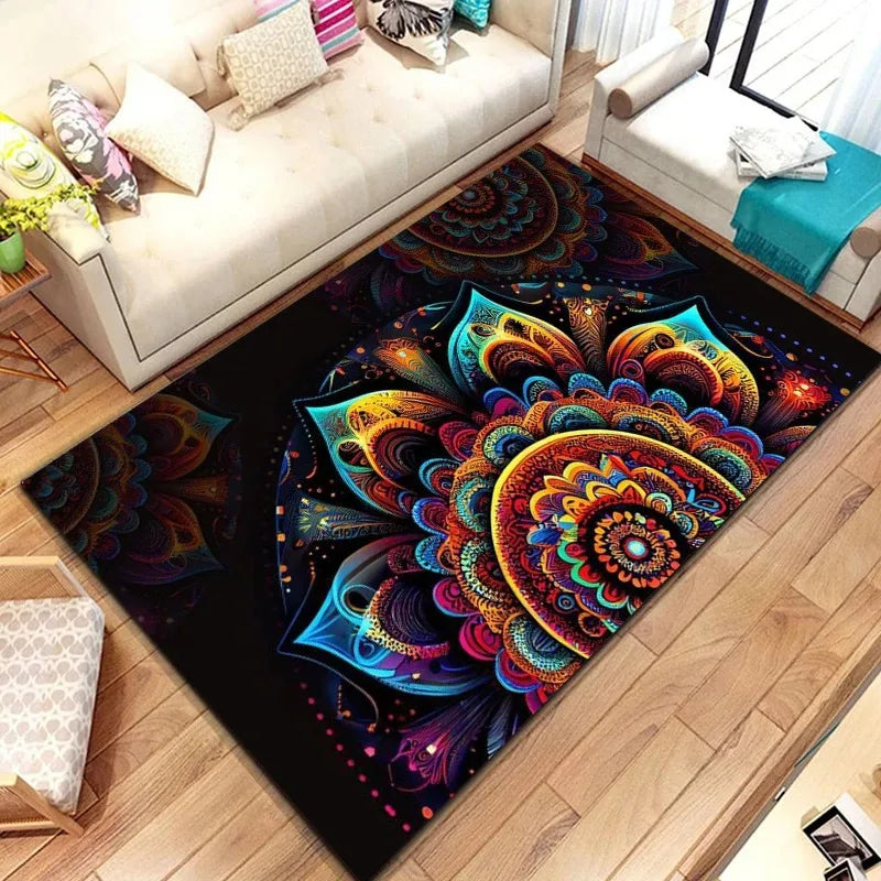 Awakened Energy Portal Rug – 7 Chakra Mandala Tapestry for Sacred Living Spaces