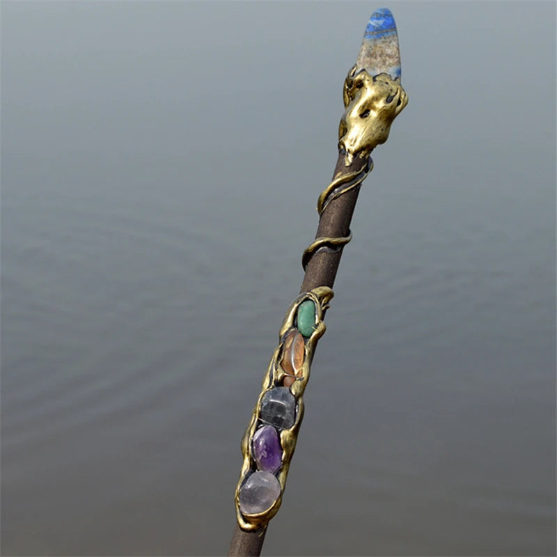 Handmade Crystal Wands – Natural Wood with Amethyst & Gemstones | Ritual, Altar, and Spell Tools