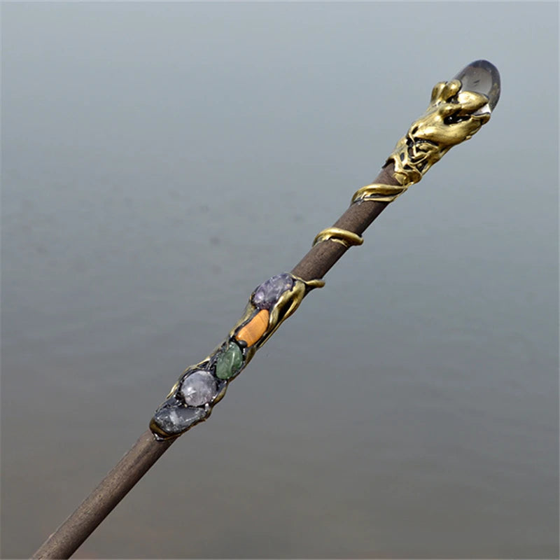 Handmade Crystal Wands – Natural Wood with Amethyst & Gemstones | Ritual, Altar, and Spell Tools