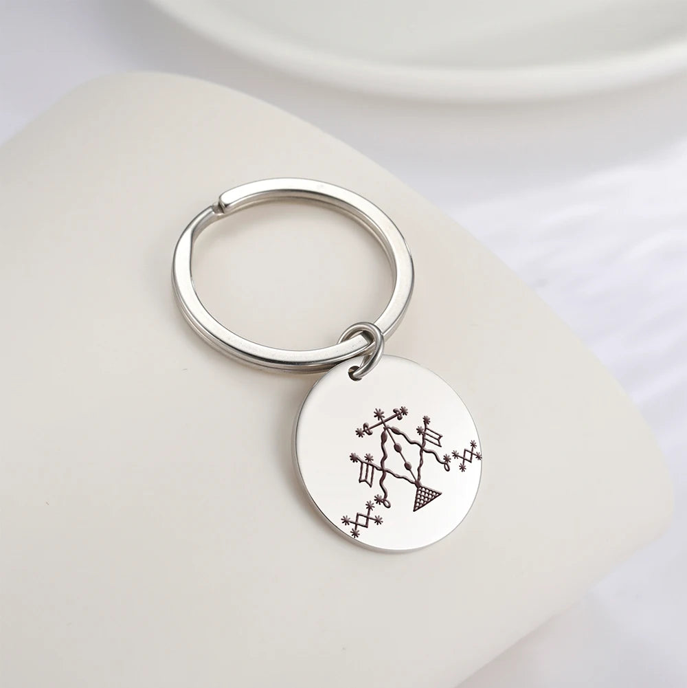 Mystic Voodoo Veve Keychain – Symbols of the Divine Loa