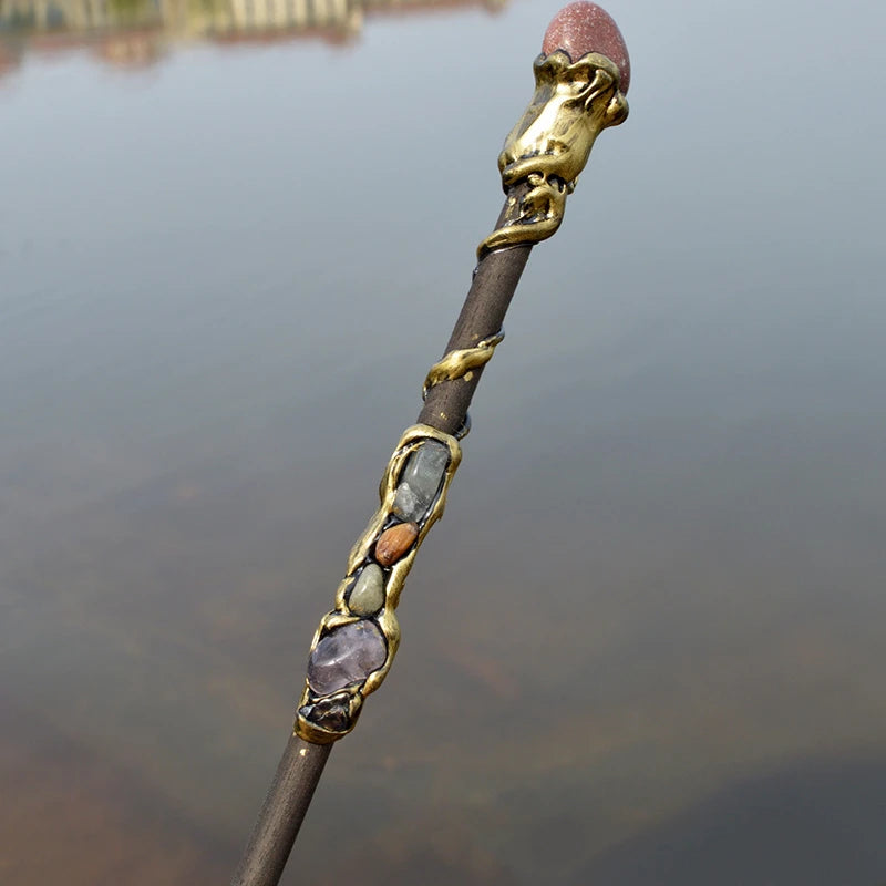Handmade Crystal Wands – Natural Wood with Amethyst & Gemstones | Ritual, Altar, and Spell Tools