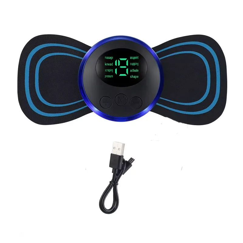 AuraFlex EMS Mini Massager – Wireless Smart Pulse Patch with LCD Display for Neck, Shoulders, Spine & Energy Flow