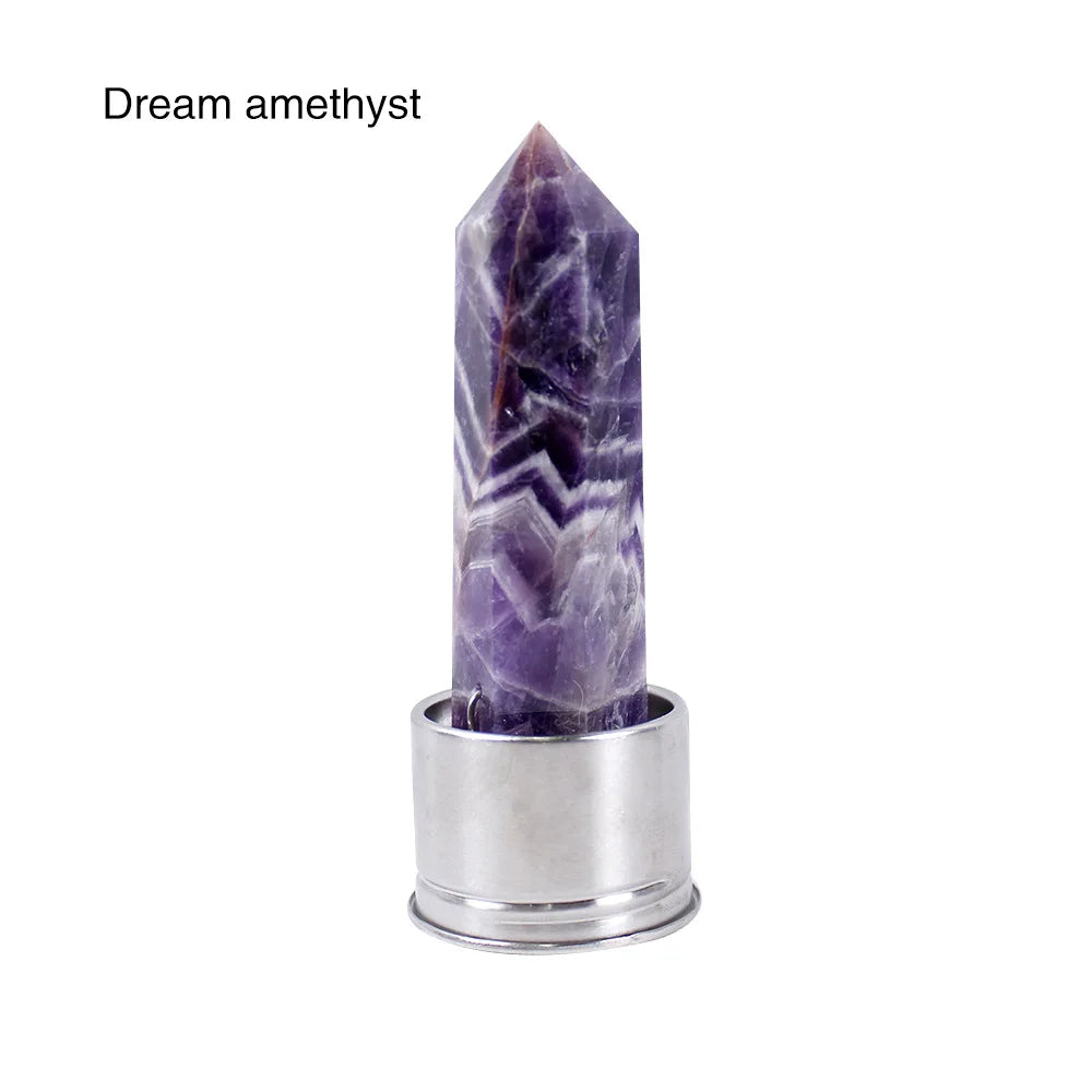 Crystal Infused Glass Water Bottle with Natural Gemstone Obelisk – Healing Elixir Quartz Crystal Drinkware with Rope