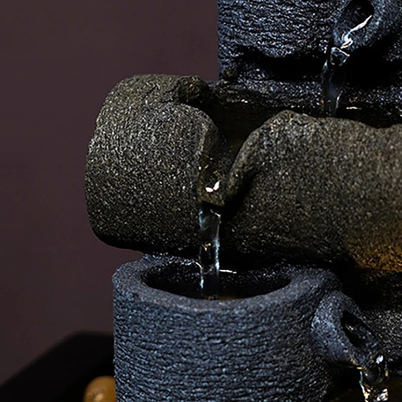 Tranquil Stacks – LED Zen Fountain with Resin Rock Towers & Warm Light