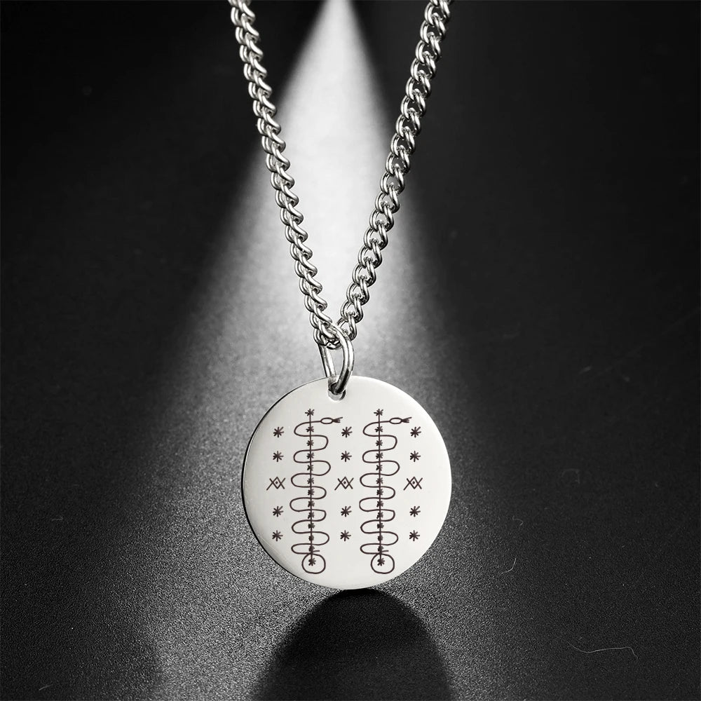 Vodou Veve Pendant Necklace – Ogoun, Damballa, Papa Legba & Other Lwa (Loa) Stainless Steel Talisman Jewelry