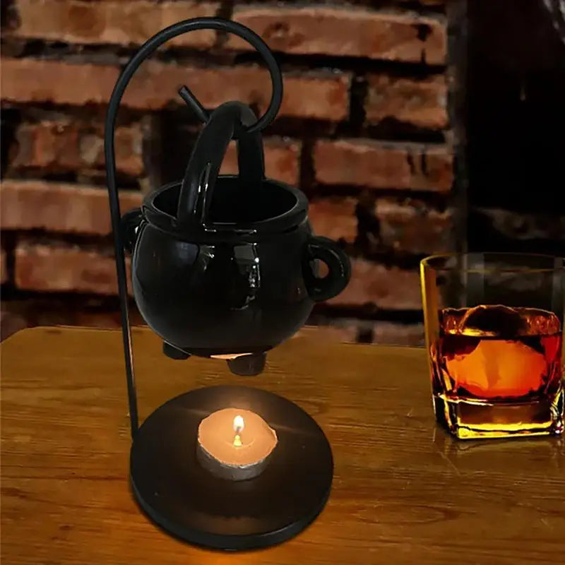 Hanging Cauldron Wax & Oil Burner – Ceramic Candle Holder for Aromatherapy, Incense, and Home Décor