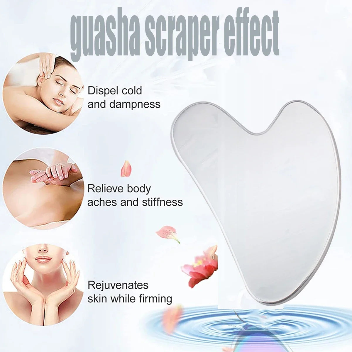 3PC Stainless Steel Gua Sha Scraper Set – Face & Body Massage Tool for Lymphatic Drainage, Skin Firming, and Relaxation