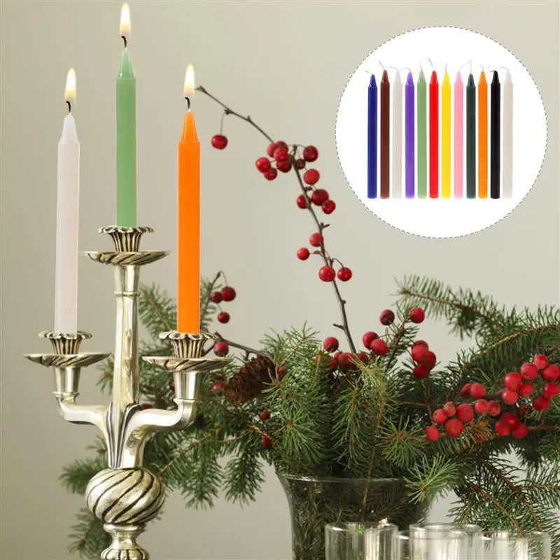 12 Colored Spell Candles (16cm) – Ritual, Chime, Meditation, and Voodoo Altar Use