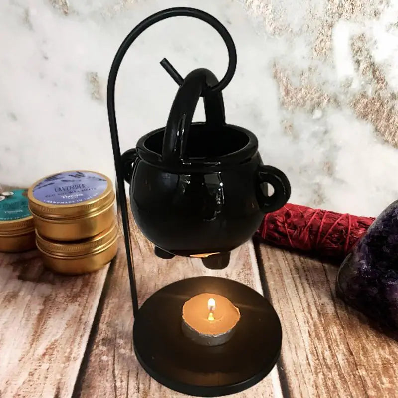Hanging Cauldron Wax & Oil Burner – Ceramic Candle Holder for Aromatherapy, Incense, and Home Décor
