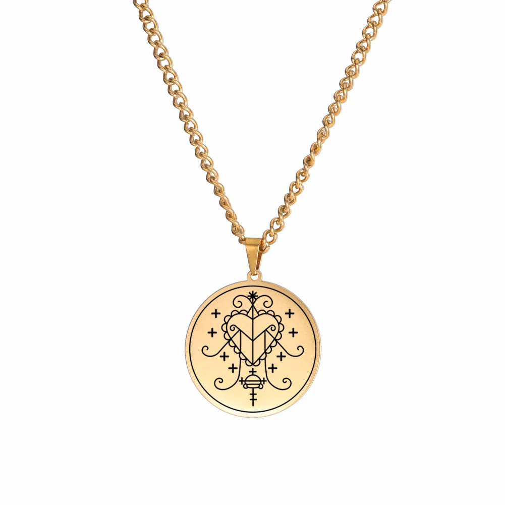 Erzulie Freda Veve Amulet Necklace – Stainless Steel Protection & Love Talisman