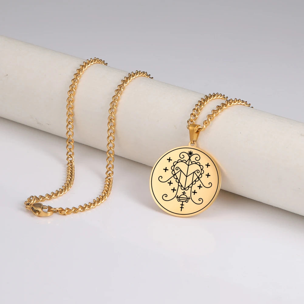 Erzulie Freda Veve Amulet Necklace – Stainless Steel Protection & Love Talisman