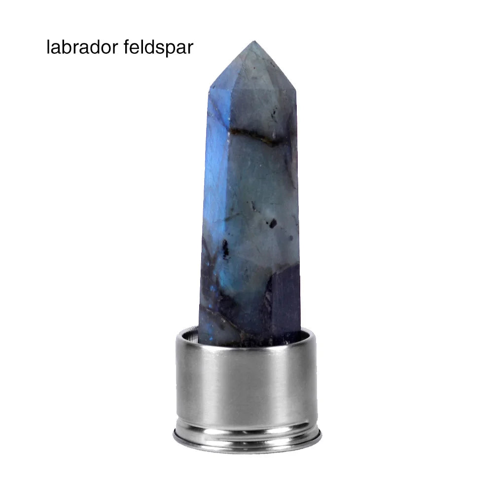 Eco-Friendly Crystal Elixir Bottle – Natural Quartz Obelisk Wand in Glass for Healing Hydration & High-Vibe Living