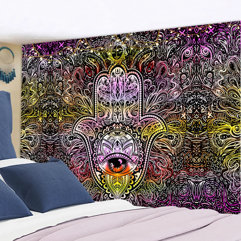 Mystic Moon Mandala Tapestry – Psychedelic Boho Wall Art for Spiritual Spaces