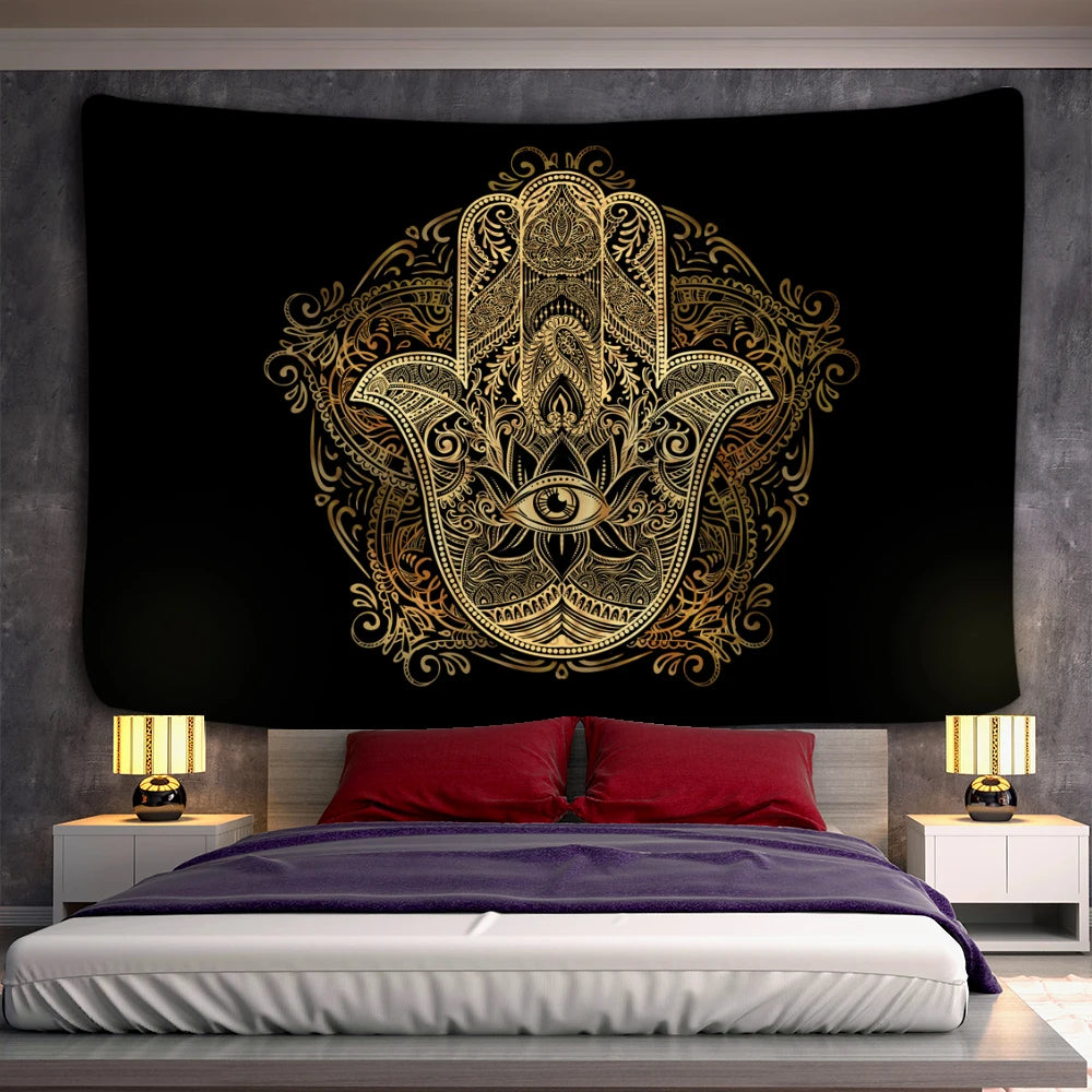 Mystic Moon Mandala Tapestry – Psychedelic Boho Wall Art for Spiritual Spaces