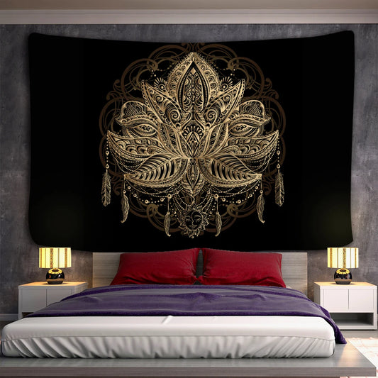 Mystic Moon Mandala Tapestry – Psychedelic Boho Wall Art for Spiritual Spaces