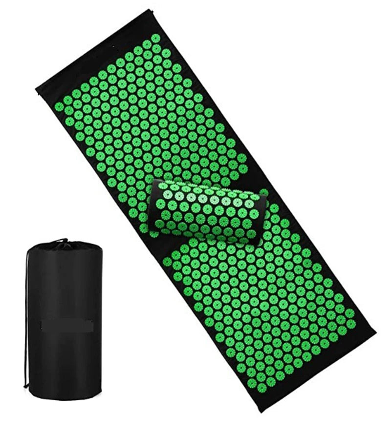 Acupressure Mat & Pillow Set with Bag – Massage Cushion for Back, Neck & Stress Relief | Yoga Mat for Pain, Tension & Relaxation