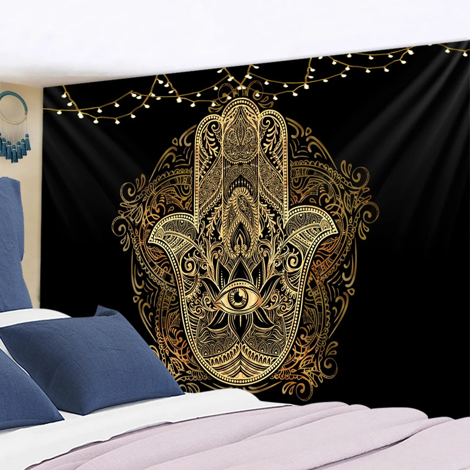 Mystic Moon Mandala Tapestry – Psychedelic Boho Wall Art for Spiritual Spaces