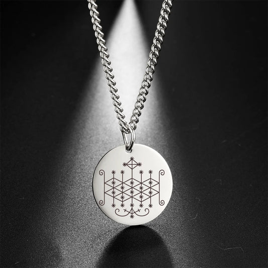 Vodou Veve Pendant Necklace – Ogoun, Damballa, Papa Legba & Other Lwa (Loa) Stainless Steel Talisman Jewelry