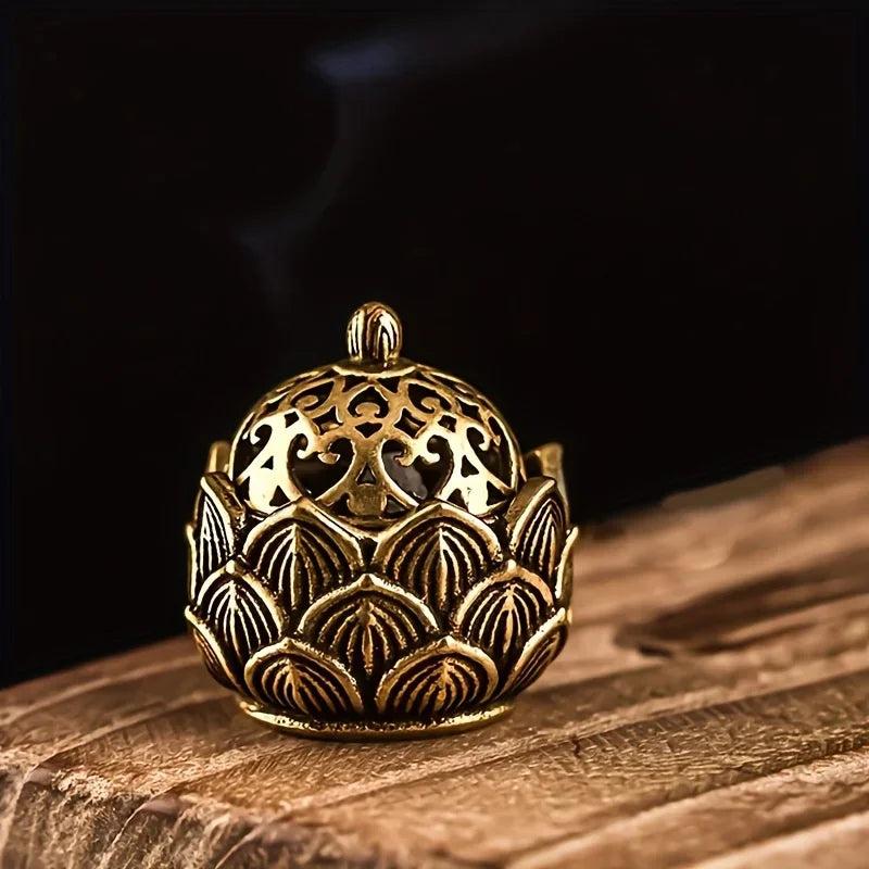 Mini Lotus Incense Burner – Vintage Cone Holder for Meditation & Zen Decor
