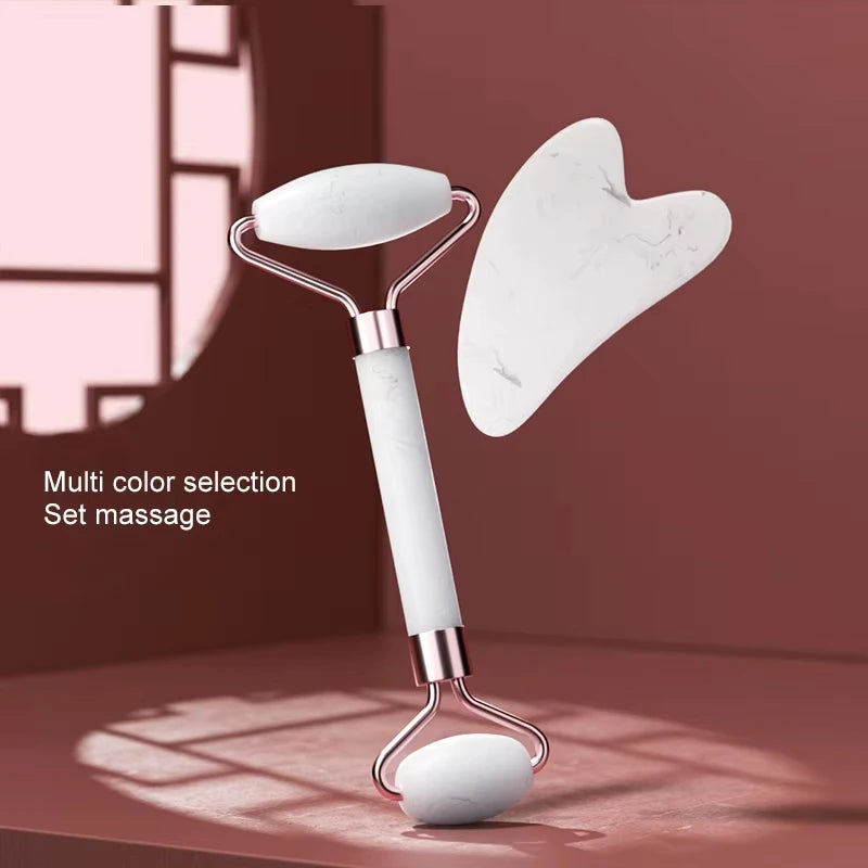 Resin Facial Roller & Gua Sha Set – Face, Neck & Eye Massager | Beauty Skincare Tool for Muscle Relaxation & Lymphatic Drainage