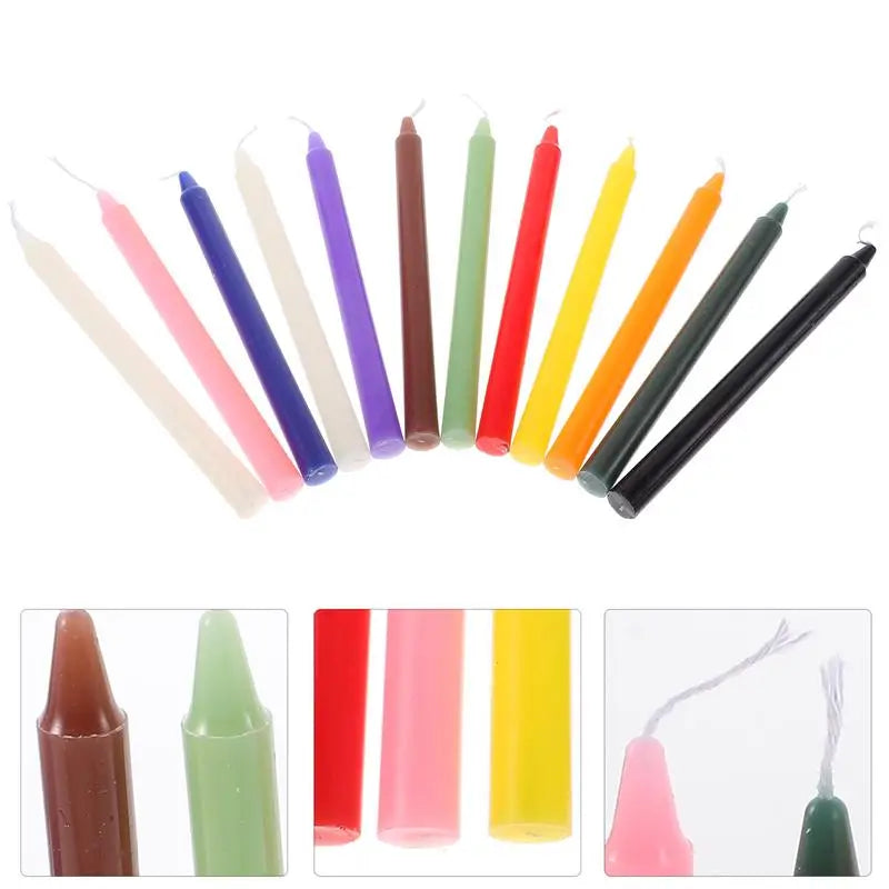 12 Colored Spell Candles (16cm) – Ritual, Chime, Meditation, and Voodoo Altar Use