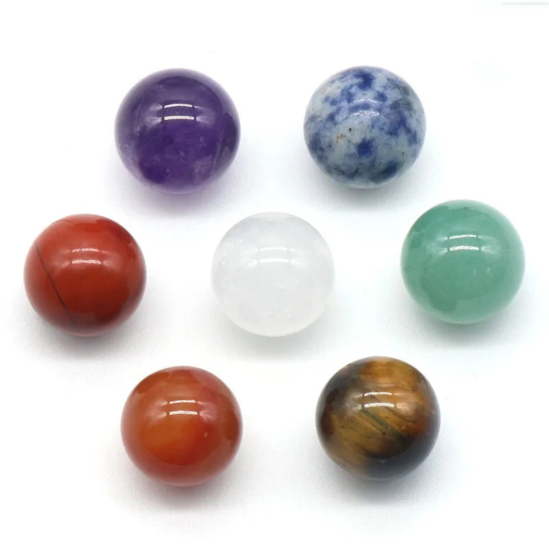 7 Chakra Crystal Healing Balls Set – Natural Gemstone Energy Spheres for Meditation, Yoga, Reiki, Home Décor & Gift Box
