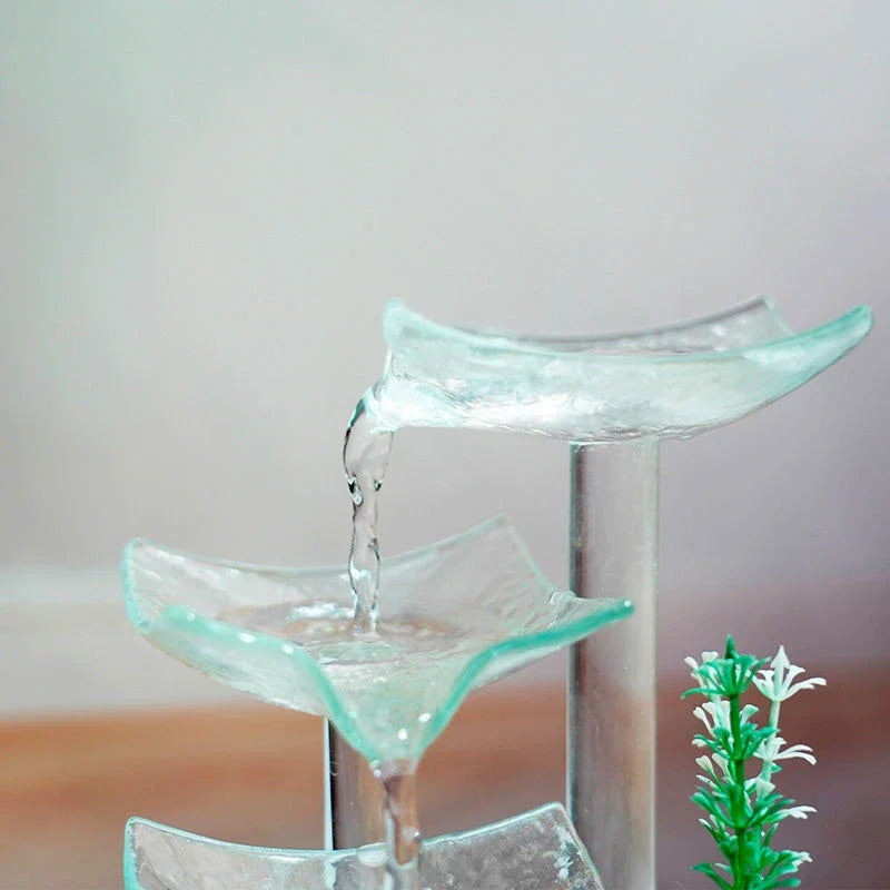 Celestial Pour – Illuminated Ceramic & Glass Mini Zen Fountain