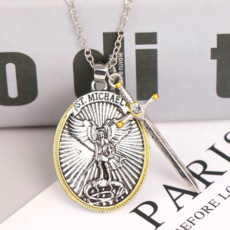 St. Michael the Archangel Pendant Necklace – Catholic Patron Saint Protection Amulet