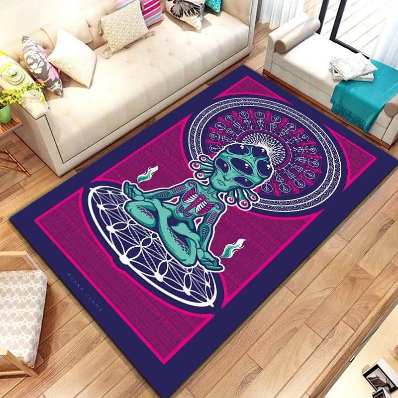 Awakened Energy Portal Rug – 7 Chakra Mandala Tapestry for Sacred Living Spaces