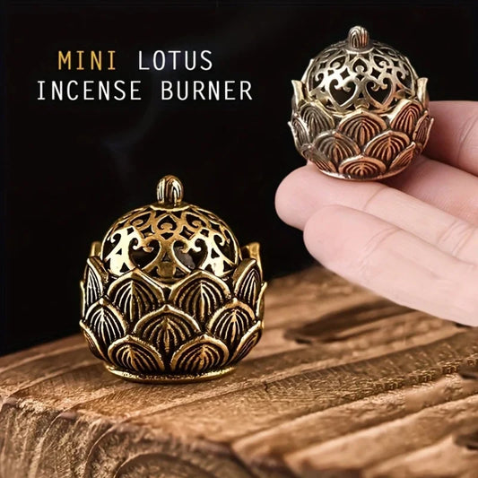 Mini Lotus Incense Burner – Vintage Cone Holder for Meditation & Zen Decor