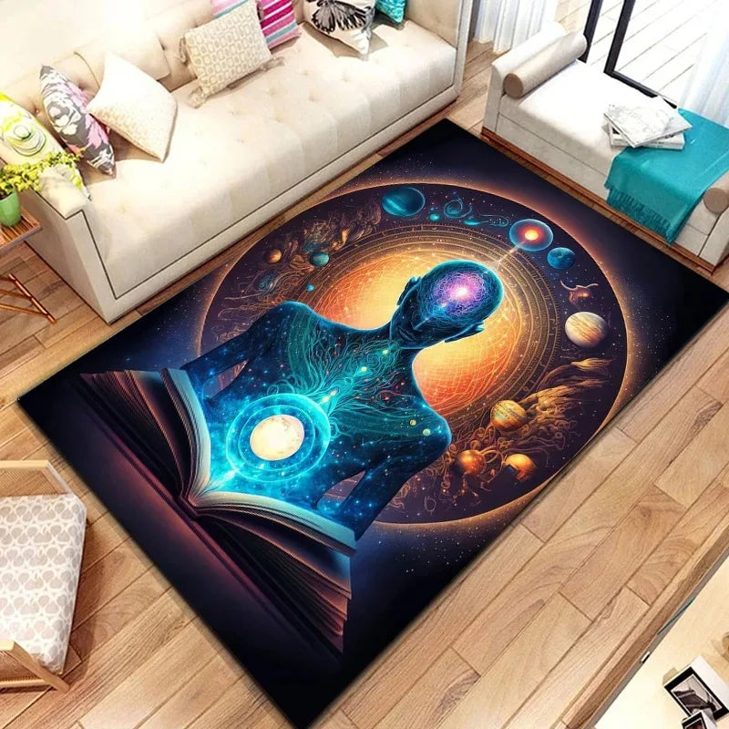Awakened Energy Portal Rug – 7 Chakra Mandala Tapestry for Sacred Living Spaces