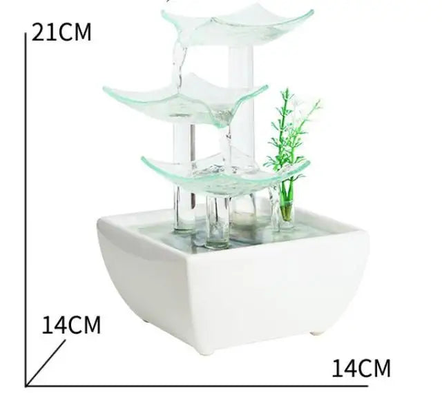 Celestial Pour – Illuminated Ceramic & Glass Mini Zen Fountain