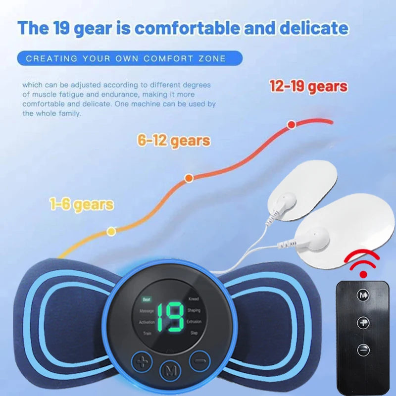 ZenEase EMS Neck & Body Massager – 8 Modes Wireless Pain Relief Pad with Remote Control for Deep Muscle & Energy Release