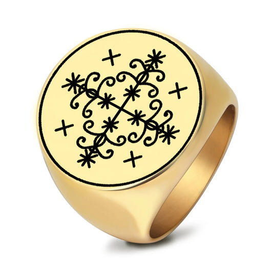 Papa Legba Veve Ring – Vodou Crossroads Talisman of Guidance & Protection