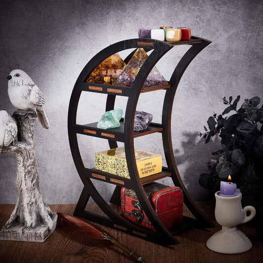 Moon Phase Crystal Altar Shelf – Mini Tabletop Display for Crystals, Pendulums, and Sacred Trinkets