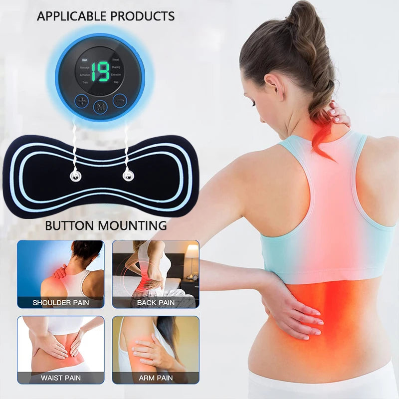 ZenEase EMS Neck & Body Massager – 8 Modes Wireless Pain Relief Pad with Remote Control for Deep Muscle & Energy Release