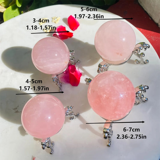 Natural Rose Quartz Crystal Sphere – Polished Pink Gemstone Ball for Home Decor, Meditation, Healing & Gifts