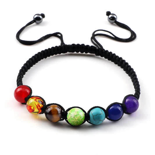7 Chakra Healing Bracelet – Adjustable Braided Reiki Stone Jewelry for Balance & Meditation