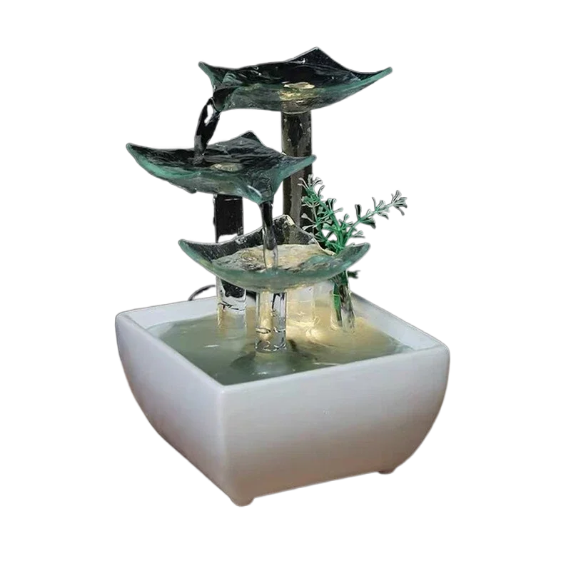 Celestial Pour – Illuminated Ceramic & Glass Mini Zen Fountain