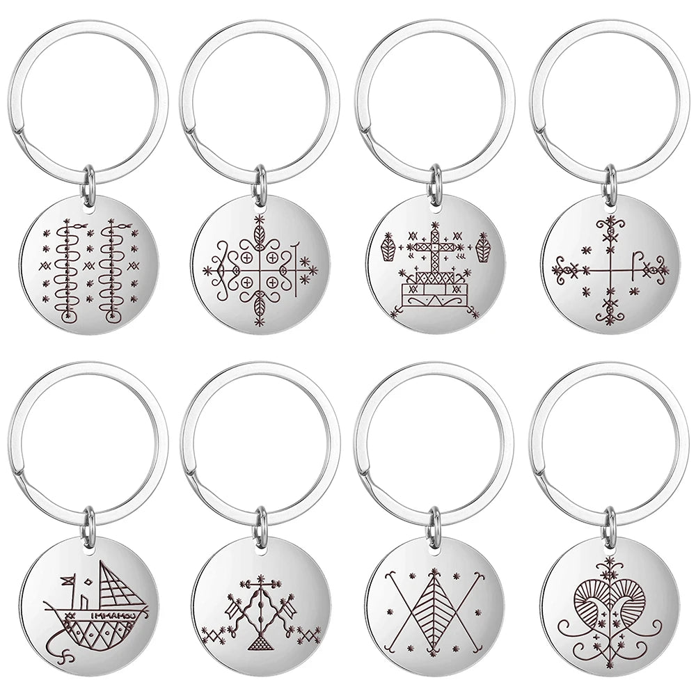 Mystic Voodoo Veve Keychain – Symbols of the Divine Loa
