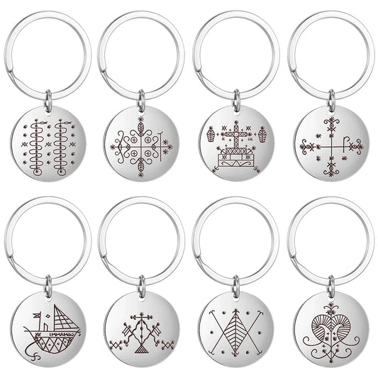 Mystic Voodoo Veve Keychain – Symbols of the Divine Loa