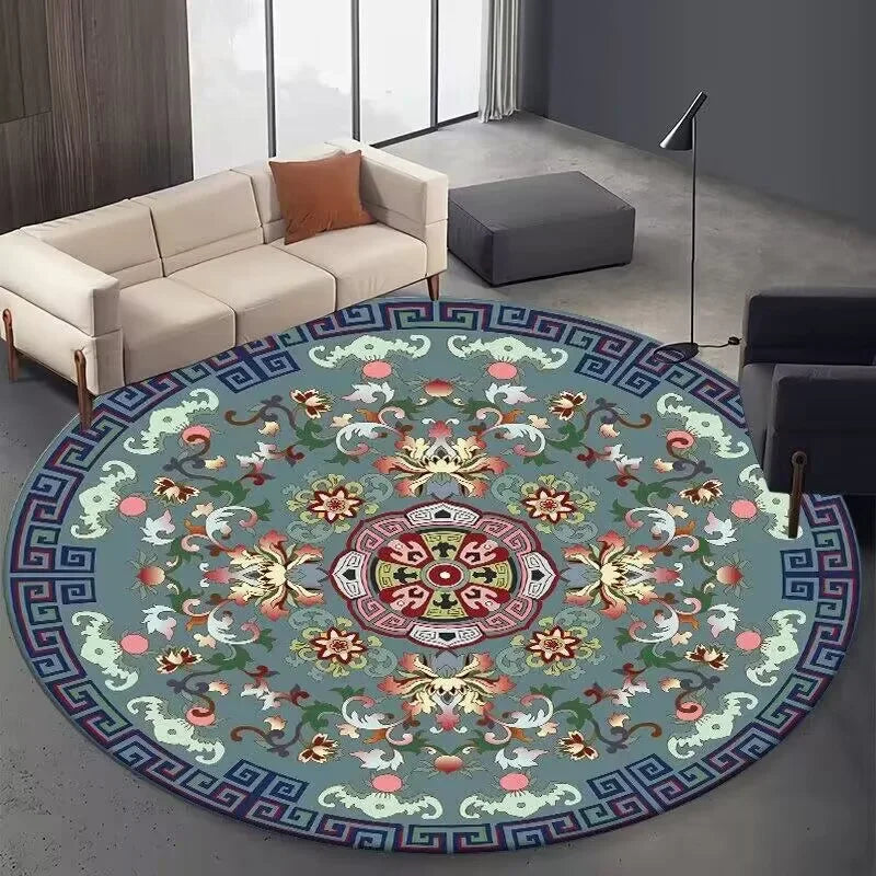 Sacred Mandala Floor Mat – Round Bohemian Meditation Rug for Divine Spaces, Yoga, and Soulful Home Decor