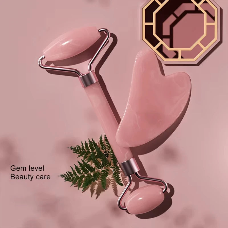Resin Facial Roller & Gua Sha Set – Face, Neck & Eye Massager | Beauty Skincare Tool for Muscle Relaxation & Lymphatic Drainage